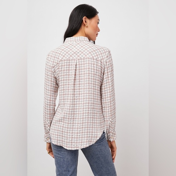 Rails Brady Seersucker Button Up Shirt Powder Steel Brush - Picture 4 of 11